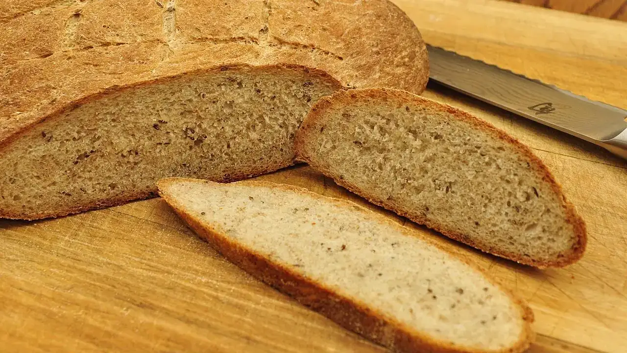Sliced sourdough on a board